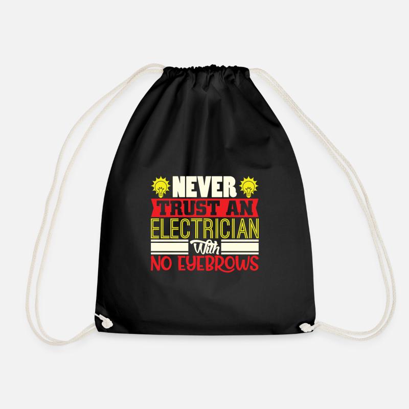Funny electrician shirt eyebrows - Drawstring Bag - black