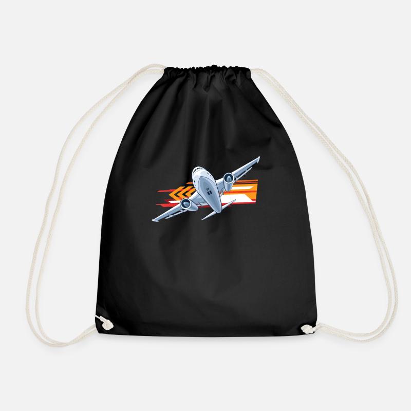 plane - Drawstring Bag - black
