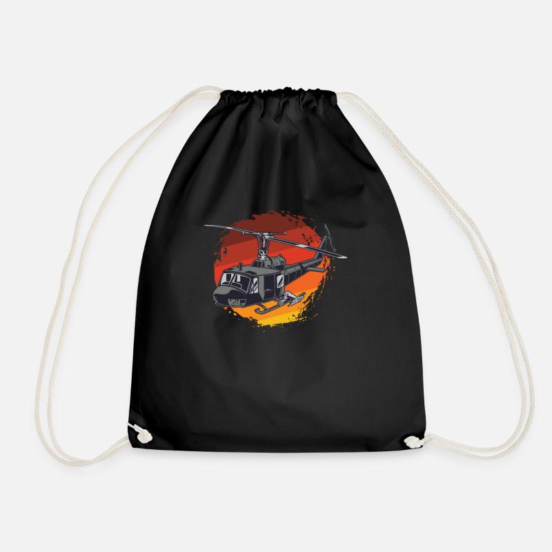 Helikopter Flugzeug Zeppelin Luftballon Geschenk - Turnbeutel - Schwarz