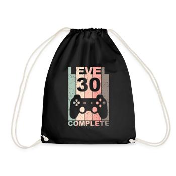 30th Birthday 30 Years Level Complete Gift - Drawstring Bag - black - Front