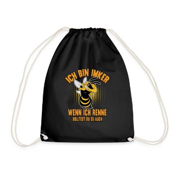 Ich bin Imker Rennen Biene Honig Stechen Geschenk - Turnbeutel - Schwarz - Vorne