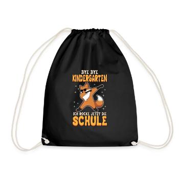 Einschulung Schulkind Rocken Fuchs Erstklässler - Turnbeutel - Schwarz - Vorne