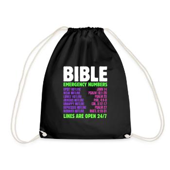 Numéro d'urgence jour chrétien croyant biblique cont - Sac de sport léger - noir - Devant