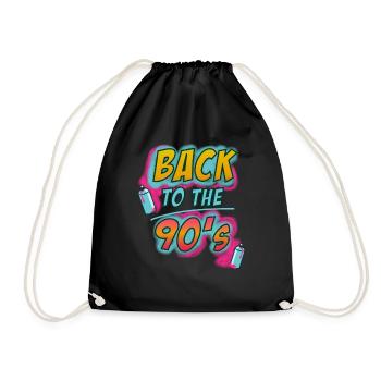 90s outfit | Back to the 90s old school - Drawstring Bag - black - Front
