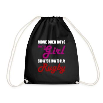 RUGBY WOMAN GIRL SISTER - Drawstring Bag - black - Front