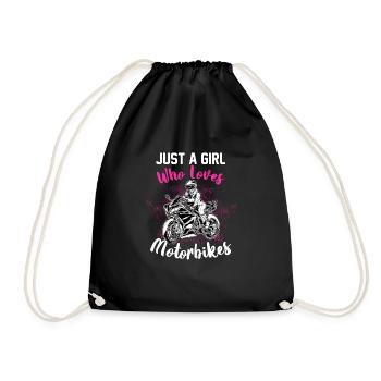 Cool Motorbike Girl Gift Idea - Drawstring Bag - black - Front
