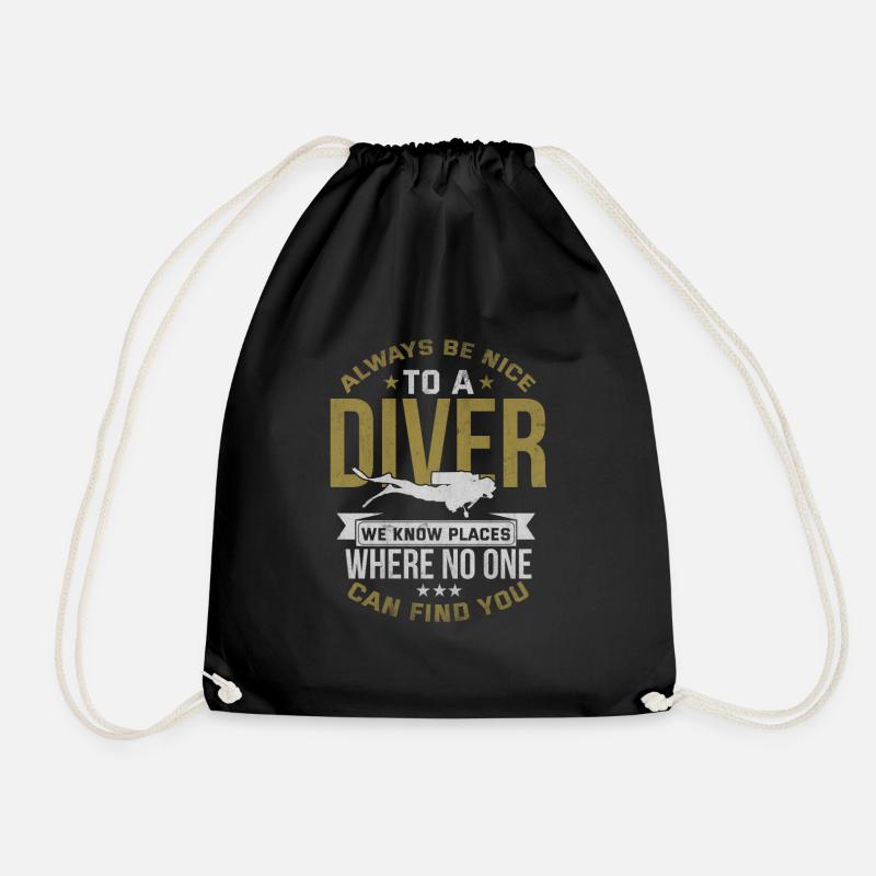 Scuba Diving Taucher Apnoe Geschenk - Turnbeutel - Schwarz