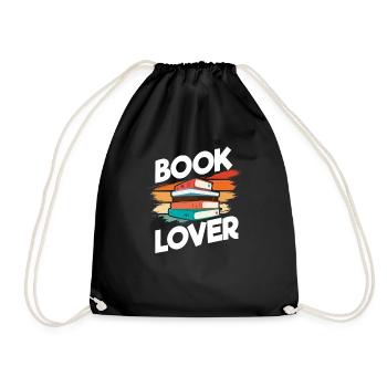 book - Drawstring Bag - black - Front