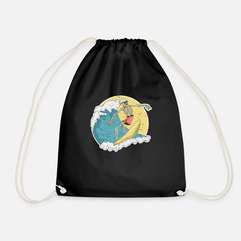 Surfer Halloween design for a surfer - Drawstring Bag - black