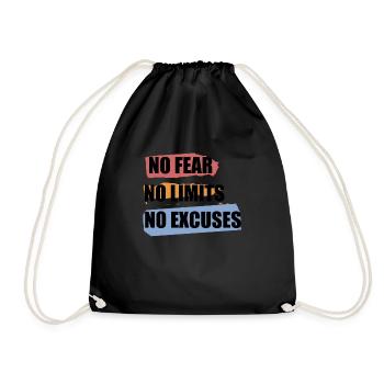 No Fear, No Limits, No Excuses - Drawstring Bag - black - Front