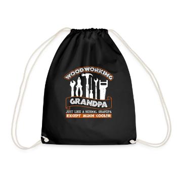 Funny Dad Grandad Gift design Woodworking Grandpa - Drawstring Bag - black - Front