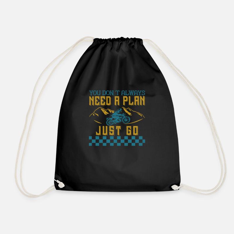 Motorcycle biker gift - Drawstring Bag - black