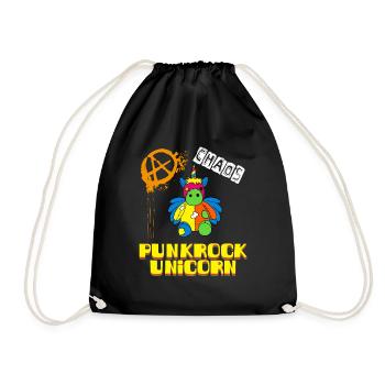 Funny punk rock unicorn unicorn punk death metal - Drawstring Bag - black - Front