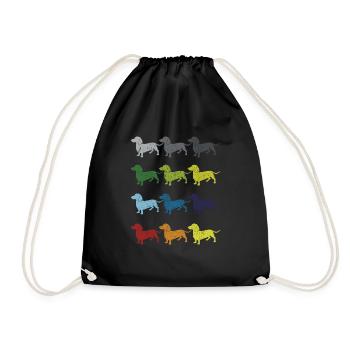 Neon Pop Art Retro Dachshund Dackel Hund Geschenk - Turnbeutel - Schwarz - Vorne