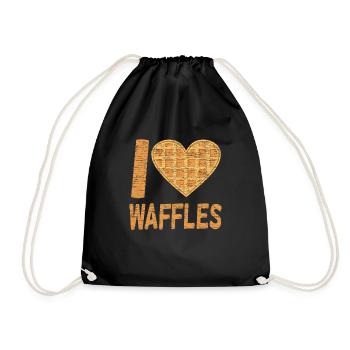 Waffelfrühstück Lieblingslebensmittel Geschenkidee - Turnbeutel - Schwarz - Vorne