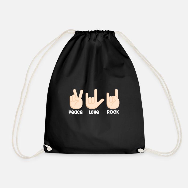 Peace Love Rock And Roll - Turnbeutel - Schwarz