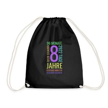 8. Geburtstag 8 Jahre Alt - Turnbeutel - Schwarz - Vorne