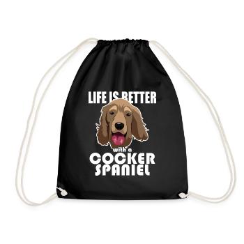 Mit einem Cocker Spaniel ist das Leben besser - Turnbeutel - Schwarz - Vorne