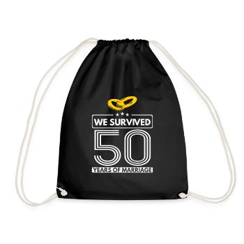 Wedding Anniversary-We Survived 50 Yrs Of Marriage - Turnbeutel - Schwarz - Vorne