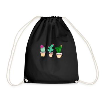 Cactus Watercolor Pink Bloom Cactus - Drawstring Bag - black - Front