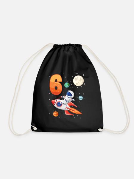 Astronaut 6. Geburtstag Weltraum Junge - Turnbeutel - Schwarz