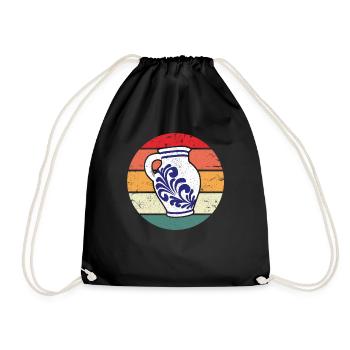 Bembel Vintage Hessen Frankfurt Ebbelwoi cider - Drawstring Bag - black - Front