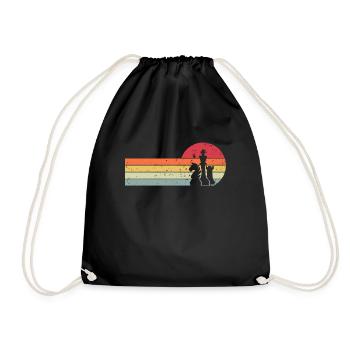 Chess pieces checkmate retro chess players - Drawstring Bag - black - Front