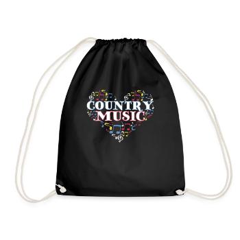 I Love Country Design Country Music Lover Gift - Drawstring Bag - black - Front