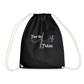 Flute musical instrument - Drawstring Bag - black - Front