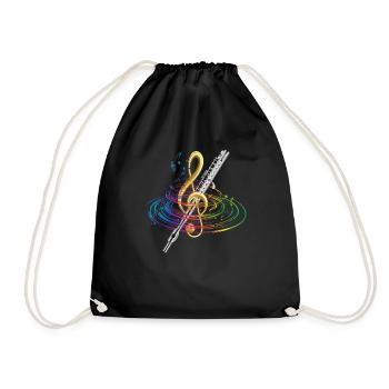 Flute flutist - Drawstring Bag - black - Front