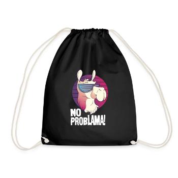 No Problama - Alpaka Lama lustiges Geschenk Motiv - Turnbeutel - Schwarz - Vorne