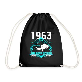 Taucher 1963 Geschenk Tauchen Geburtstagsgeschenk - Turnbeutel - Schwarz - Vorne