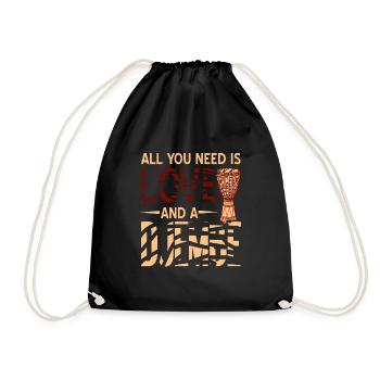 Djembe Alles Was Du Brauchst Ist Liebe Eine Jembe - Turnbeutel - Schwarz - Vorne