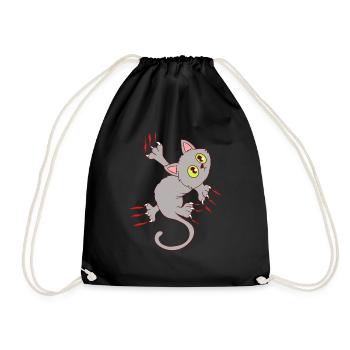 Funny Cat Design Rental Kitten Scratching - Drawstring Bag - black - Front