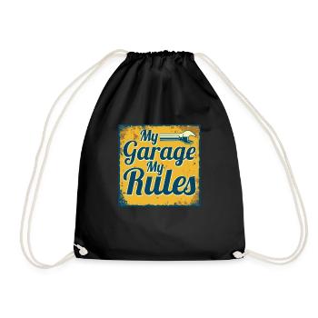 My Garage My Rules Automobile Auto Repair Shop Mechanic - Drawstring Bag - black - Front