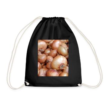 Funny onion vegetable photo gift - Drawstring Bag - black - Front