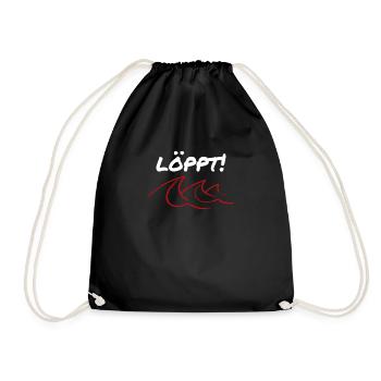 Moin Löppt Nordsee Ostsee Wellen Design - Turnbeutel - Schwarz - Vorne