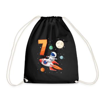 Astronaute 7e anniversaire de l'espace extra-atmosphérique pour garçon - Sac de sport léger - noir - Devant