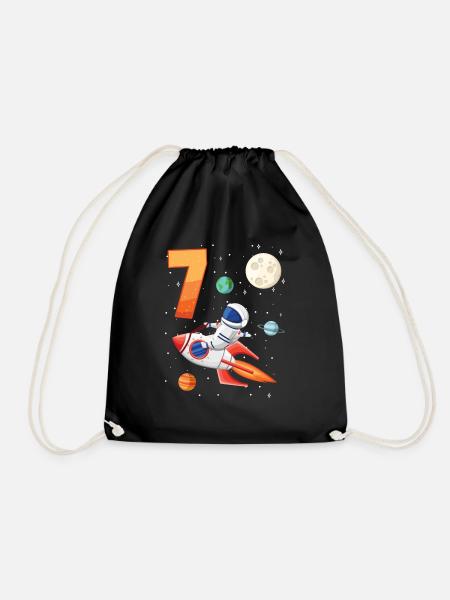 Astronaut 7. Geburtstag Weltraum Für Jungen - Turnbeutel - Schwarz