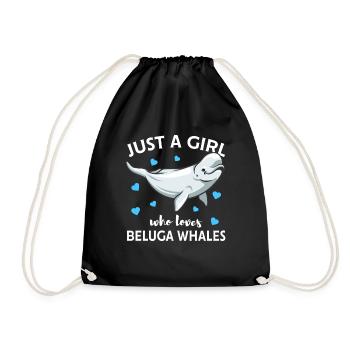 Weißwal Beluga Wal süß Geschenk - Turnbeutel - Schwarz - Vorne