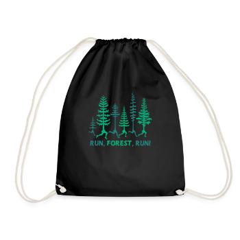 Forest Runner Jogging Funny Tree Pun - Drawstring Bag - black - Front