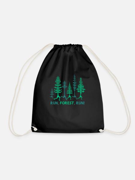 Wald Läufer Joggen Lustiges Baum Wortspiel - Turnbeutel - Schwarz
