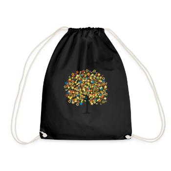 Abstract colorful celebratory beautiful stars tree - Drawstring Bag - black - Front