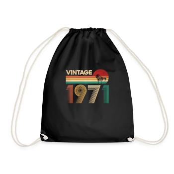 Vintage 1971 50th Birthday Fiftieth Gift - Drawstring Bag - black - Front
