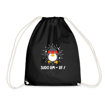 Tux Linux Penguin Sudo Rm Rf Geek Hacker - Sac de sport léger - noir - Devant