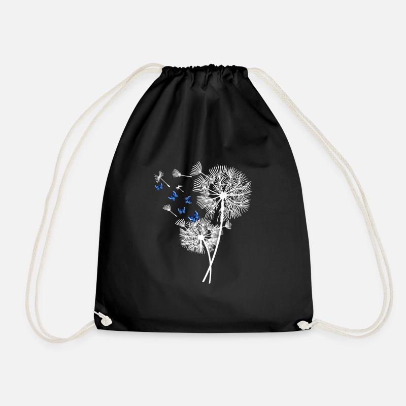 Schmetterling Pusteblume Blumenmotiv Geschenk - Turnbeutel - Schwarz