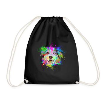 Bunter Australian Shepherd für Hundefreunde - Turnbeutel - Schwarz - Vorne