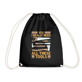 Wood carving joinery for a woodworker - Drawstring Bag - black - Front