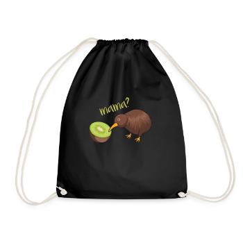 mama? witzige Kiwi Geschenkidee Kiwis - Turnbeutel - Schwarz - Vorne
