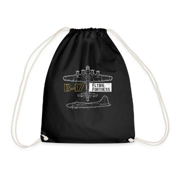 B17 Flying Fortress gift, Air Force, Aviation - Drawstring Bag - black - Front